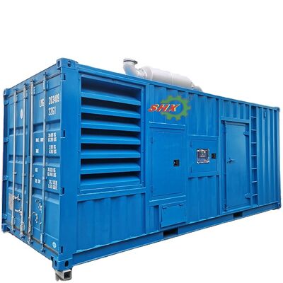 Su Soğutma 1375 KVA 1100KW Motor Ses geçirmez Dizel Jeneratör konteynerli 40HQ ATS 24V DC Başlat